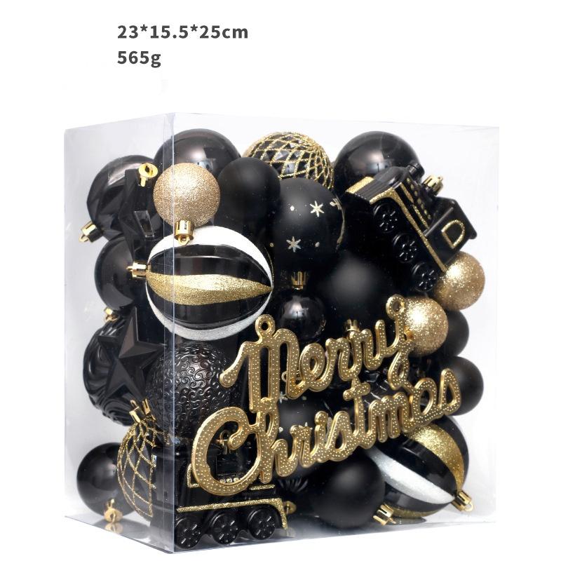 

65 Black and Gold Painted Christmas Balls Set Christmas Tree Decoration Set Pendant 23 15.5 25cm