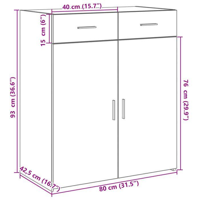 VidaXL Buffet blanc 80x42,5x93 cm bois d'ingénierie, armoire, armoire latérale, armoire de rangement, armoire, placard, 3281469