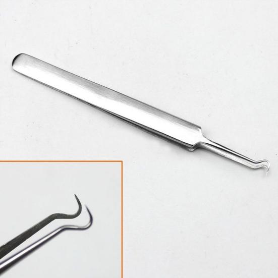 Stainless Steel Clips Tweezer Blackhead Acne Comedone Remover Needle Bend Curved