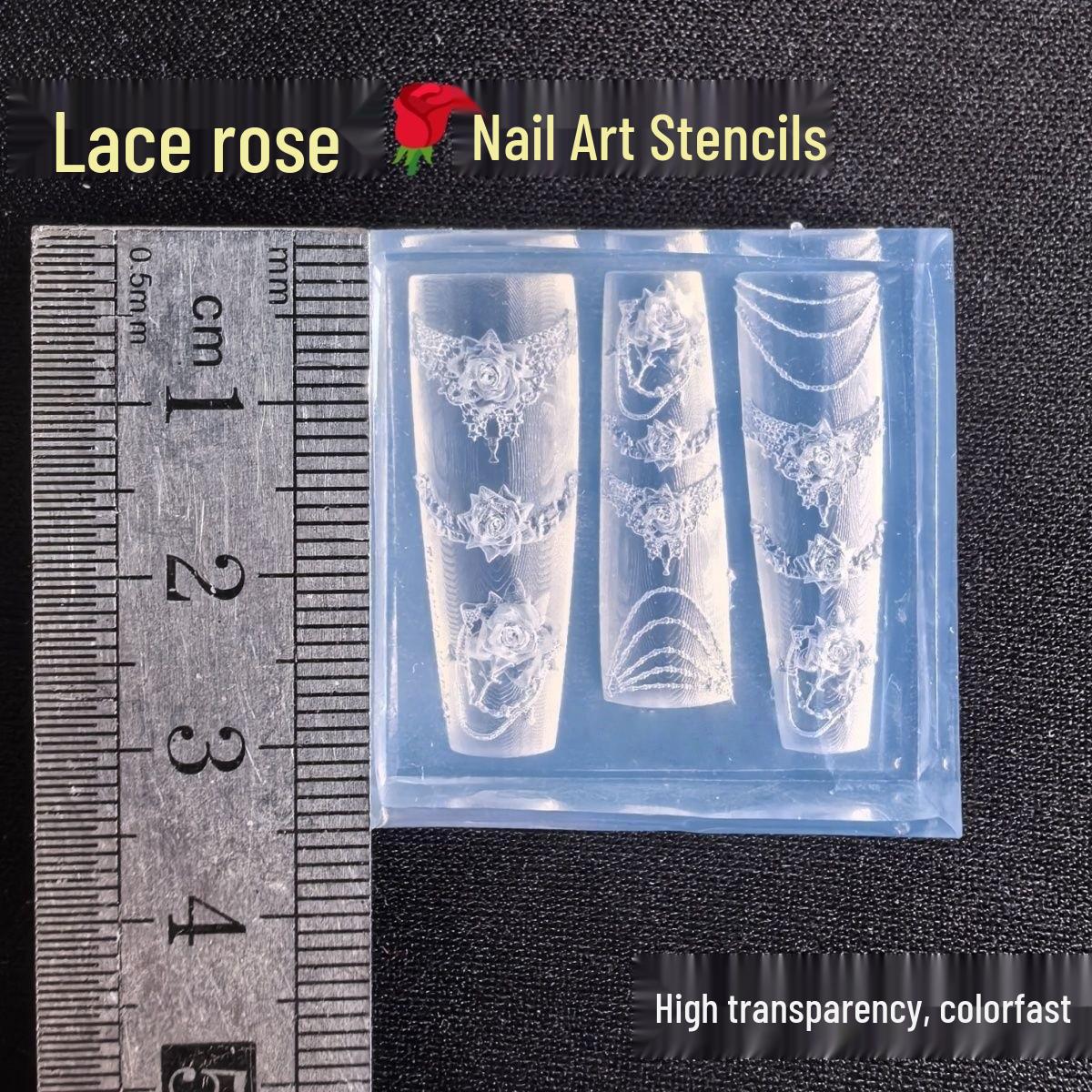 3D Lace Rose Flower Nail Art Mold - Silicone DIY Decoration