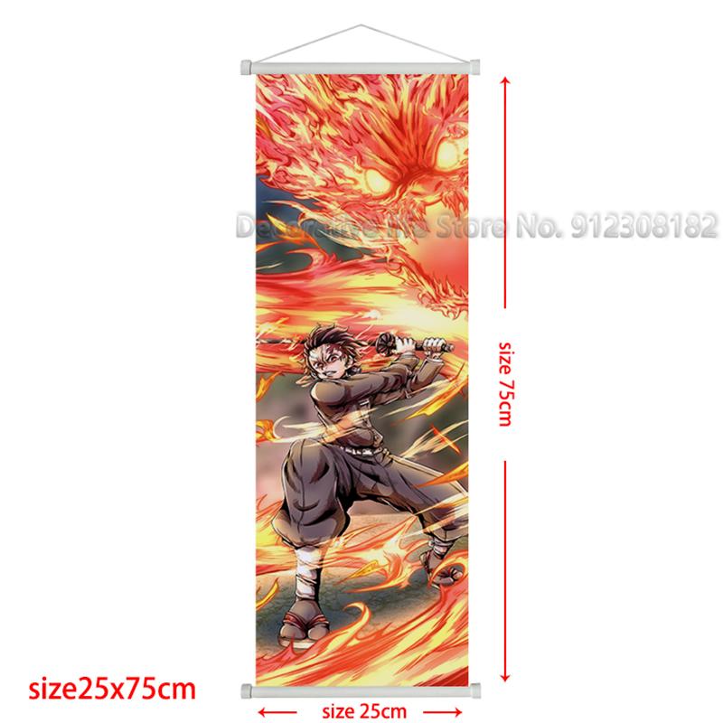 Demon Slayer Scroll Poster Kamado Tanjirou Canvas Painting Nezuko Classic Wall Art Pictures for Living Room Home Decoration