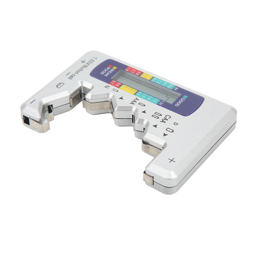 Digital Battery Capacity Gauge Tester Universal D C N AAA AA 9V 1.5V Button Cell Analyzer Silver