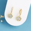 High Quality Natural Stone Five Leaf Flower Drop Earrings Simple for Woman Fashion Party Trend Zircon Jewelry Clover Gift