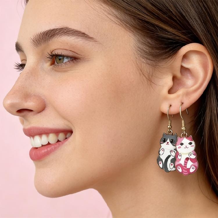 Stylish Cats Shape Ear Jewelry Alloy Texture Party Earrings Fashion Geometric Pendant Accessories for Party and Daily