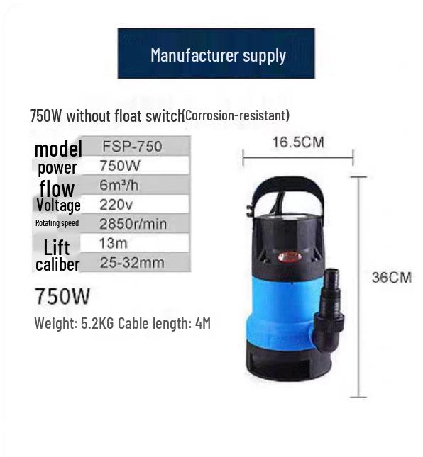 Pompă submersibilă silențioasă compactă, rezistentă la acizi și alcali, rezistentă la coroziune, cu înălțime mare de pompare și aspirație inferioară