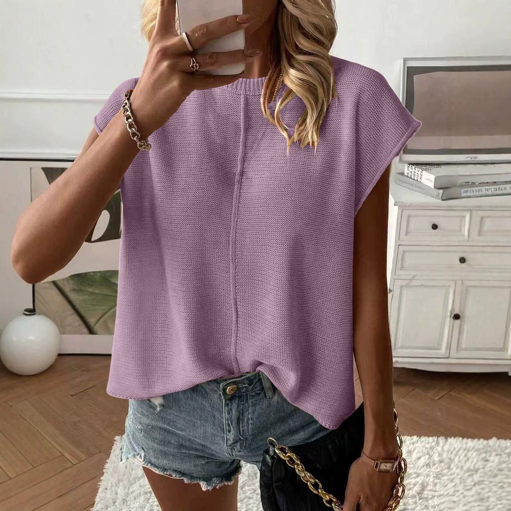 Women's Casual Knit Top Loose Fit Relaxed Versatile Flattering Sweater for Everyday Wear