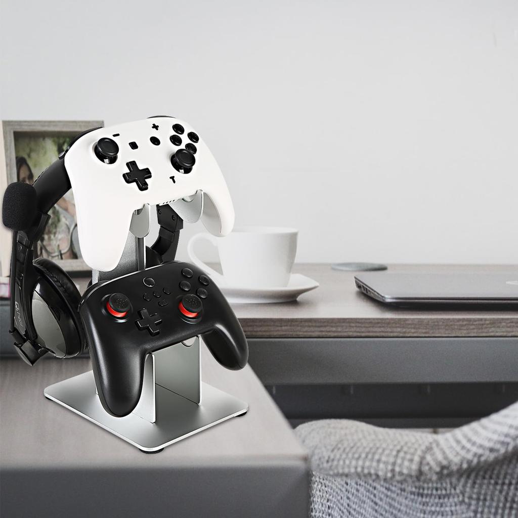 ANDCHI Controller Stand, 2-Tier Headphone Stand with Storage, Game Controller Stand, Desktop Stand, Non-Slip, Compatible with PS5, PS4, and Switch