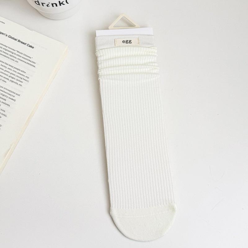 Branded Sock Children's Striped Mid-calf Socks, Pure Color, Versatile, Sweat-absorbent, Bone-free, Pile-style Socks