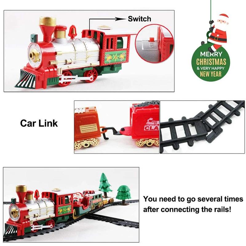 Christmas Electronic Music Electric Train Toys Children's Electric Railway Track Train Set Racing Road Transportation Toys Gift