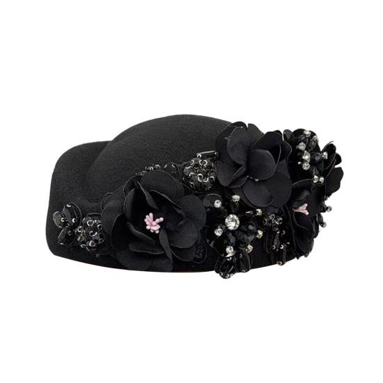 Teselskaphatt for kvinner jenter stoffblomst fascinatorhatt vintage cocktailparty pillbox-hatt rollespill bowler party-tilbehør