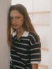 UNNOUT Stripe Collar T-Shirt Navy