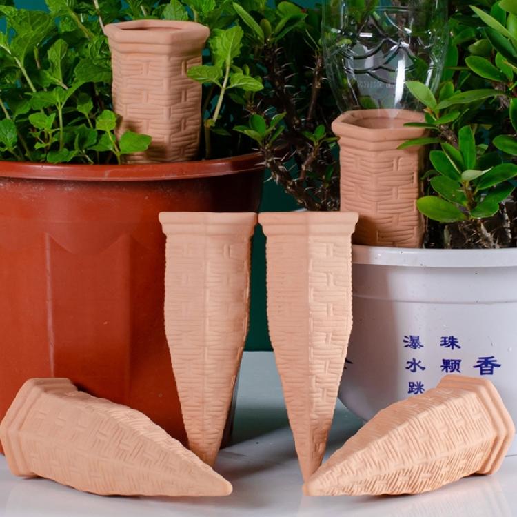 Pack Of 6 Red Clay Watering Spikes Stakes Tool Designed For Easy Plant Care And Water Conservation Home Gardening Needs