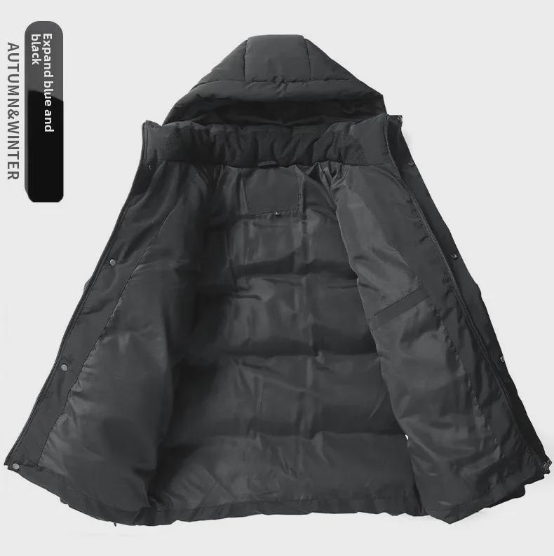 Men's Hooded Cotton-Padded Jacket, Size M-8XL, Winter Warmth, Casual Three-Bar Design
