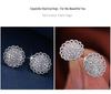 Sunflower Diamond Stud Earrings with Lace Metal and Copper Needle - Women's Elegant Niche Jewelry
