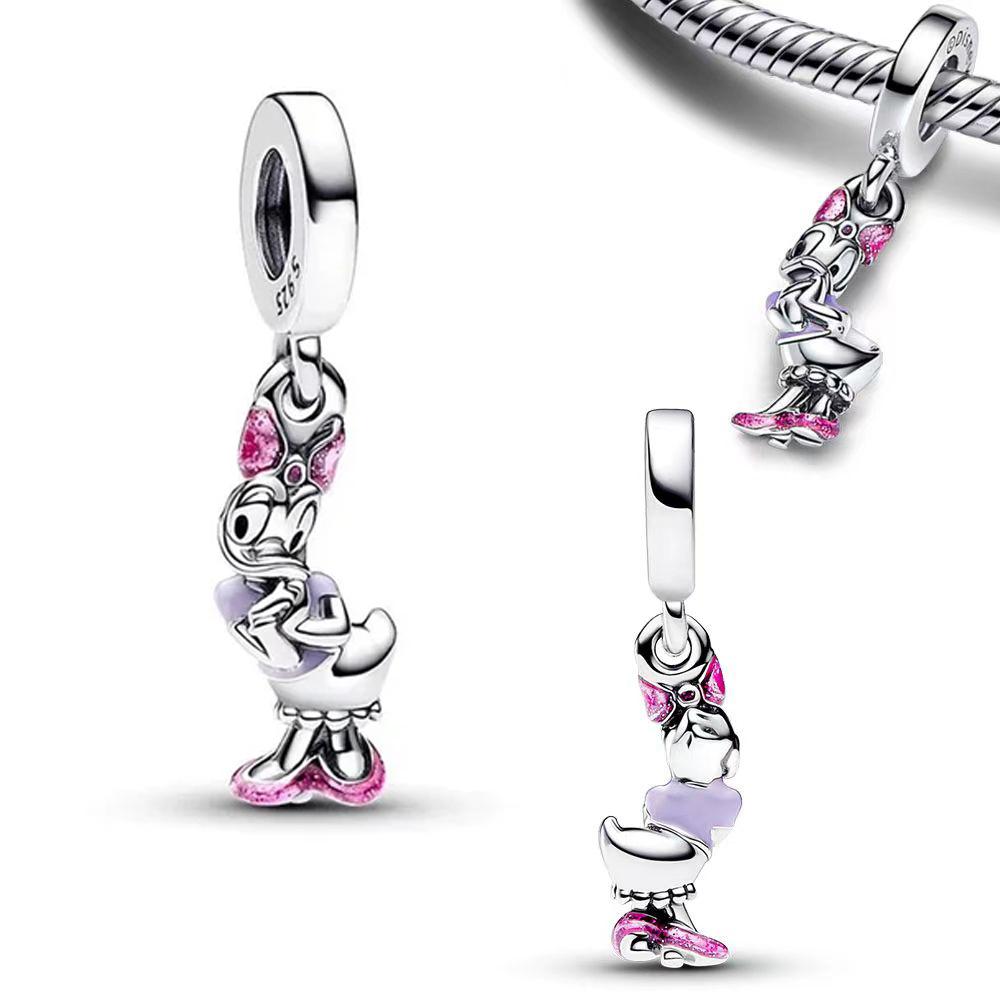 Neues Miniso Disney Donald Duck Minnie Charm 925 Silber Armband Halskette DIY Schmuck Geschenke für Frauen
