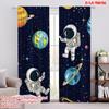 Flat Printing Window Curtains Cartoon Funny Spaceman Versatile Polyester Fabric Without Electricity Spring Party Set Of 2 Made