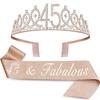 Birthday Tiara Crown Sash Women Girls 15th 20th 25th 30th 35th 40th 45th 50th 55th 60th 65th 70th Party Decoration Favor Gifts 5