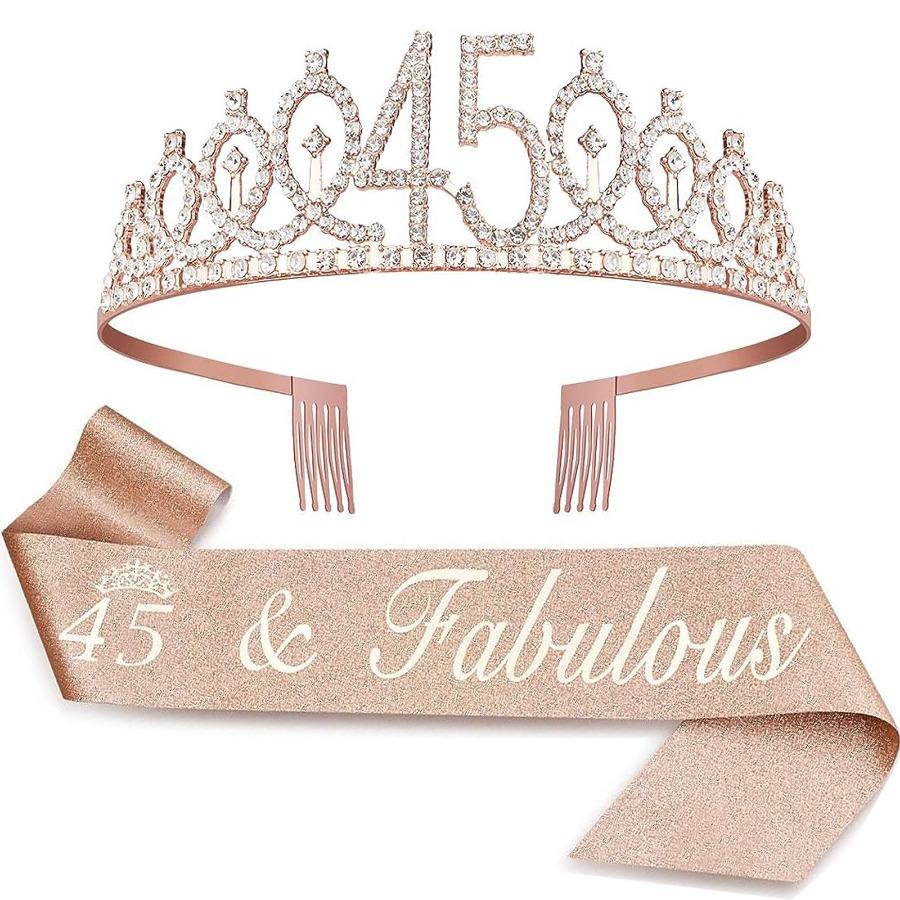 Birthday Tiara Crown Sash Women Girls 15th 20th 25th 30th 35th 40th 45th 50th 55th 60th 65th 70th Party Decoration Favor Gifts 5