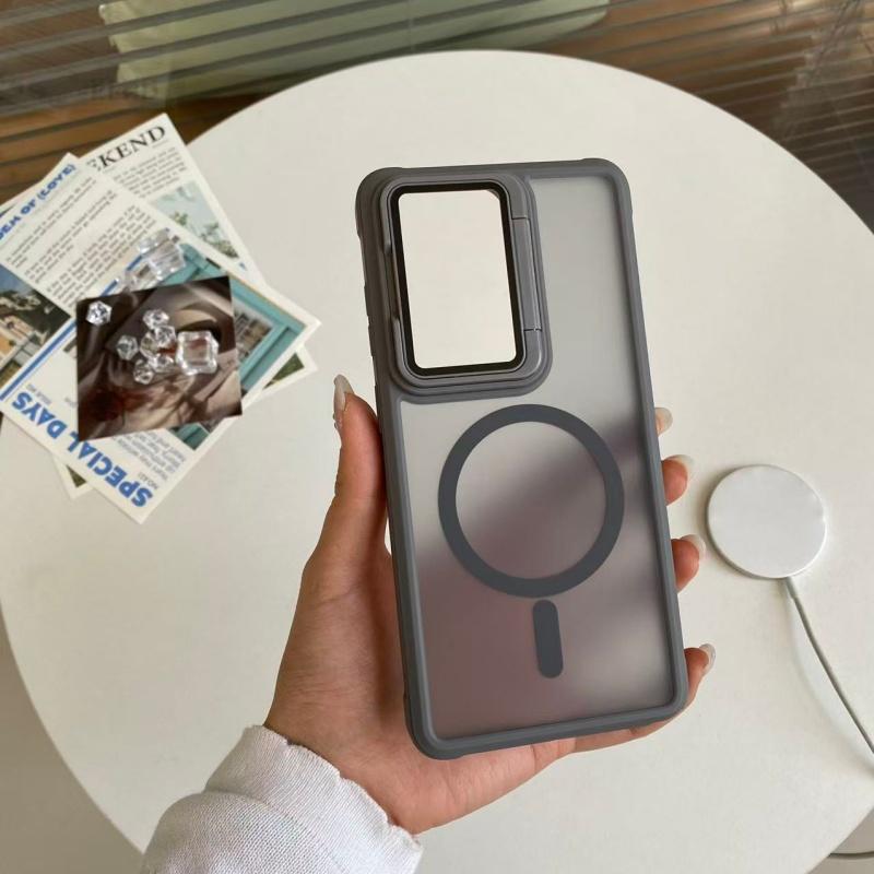 Luxury Translucent Armor Camera Flip Phone Case For Samsung Galaxy Case For Samsung S26 S25 S24 S23 Plus Ultra FE Magnetic Cover