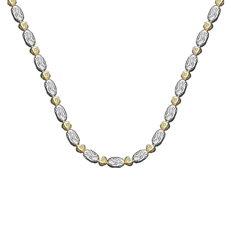 Collier Chaîne de Perles de Riz Fleur de Voiture Bicolore pour Homme et Femme, Chaîne Clavicule, Chaîne Pull, Style Luxe Léger