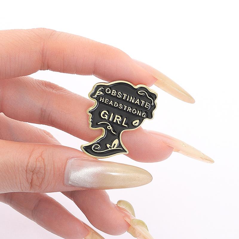 Obstinate Headstrong Girl Enamel Pin Jane Austen Pride and Prejudice Famous Quote Brooch Lapel Badge Jewelry Gift For Friends
