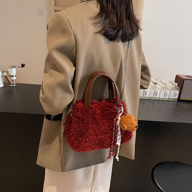 Mao Mao Bag Women'S Lamb Wool Handbag Fashion Trend One Shoulder Messenger Plush Bag