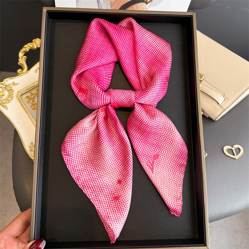 Korean Version of Music Note Simulation Silk Printing Silk Scarf Square Scarf High-end Shawl Sunscreen Neck Professional Scarf Headscarf Scarf