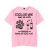 Dogs and Wine Make Me Happy Graphic Tshirt Funny Paw Fashion Harajuku T-shirt Hip Hop Men Brand T-shirt Trend Oversize Tee Shirt