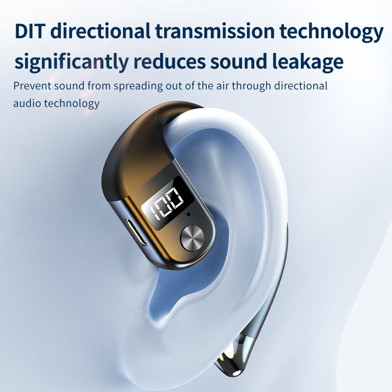 Wireless Bluetooth 5.4 Earphone Ear Hook Headphone LED Display HiFi Stereo Noise Reduction Sport Waterproof Headset