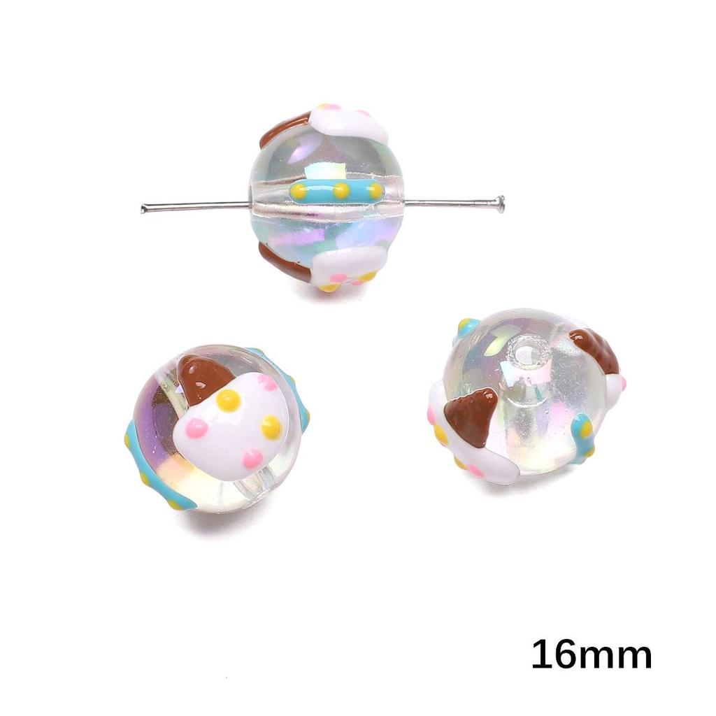 Acrylic Three-Dimensional Painted Beads Cartoon Colorful Hand-Painted Beads DIY Bracelet Mobile Phone Chain Accessories Fashion Handmade