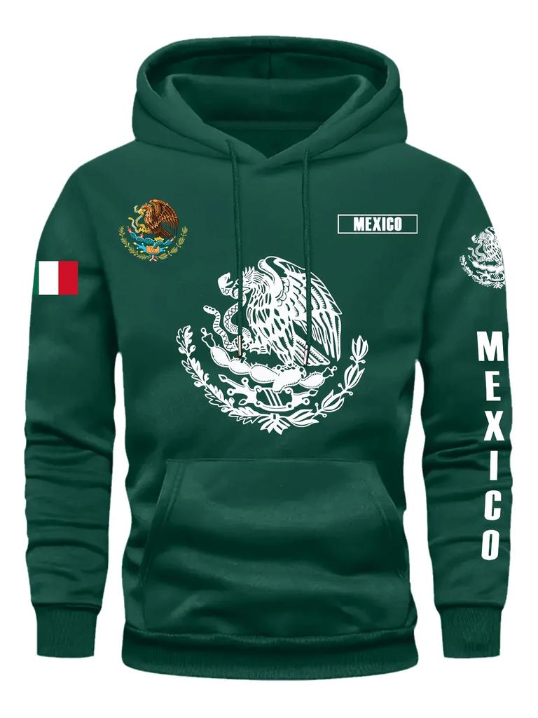 Hoodie Sweatshirt Mexican Flag Eagle Featuring Cactus Pirate Daily Outdoor Fitness Sport Casual Warm Autumn Winter Men Women Top