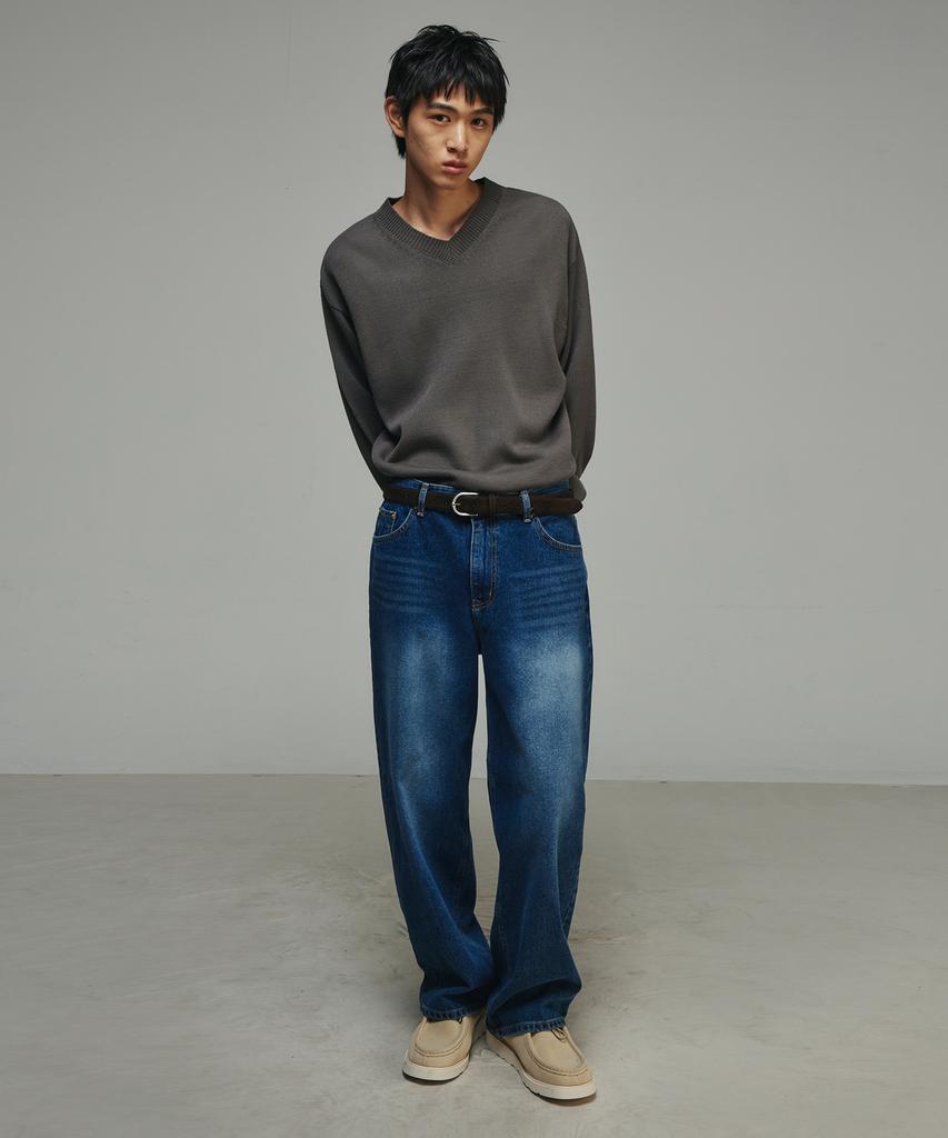 SIGNATURE V-Neck Relaxed Knit [Charcoal]