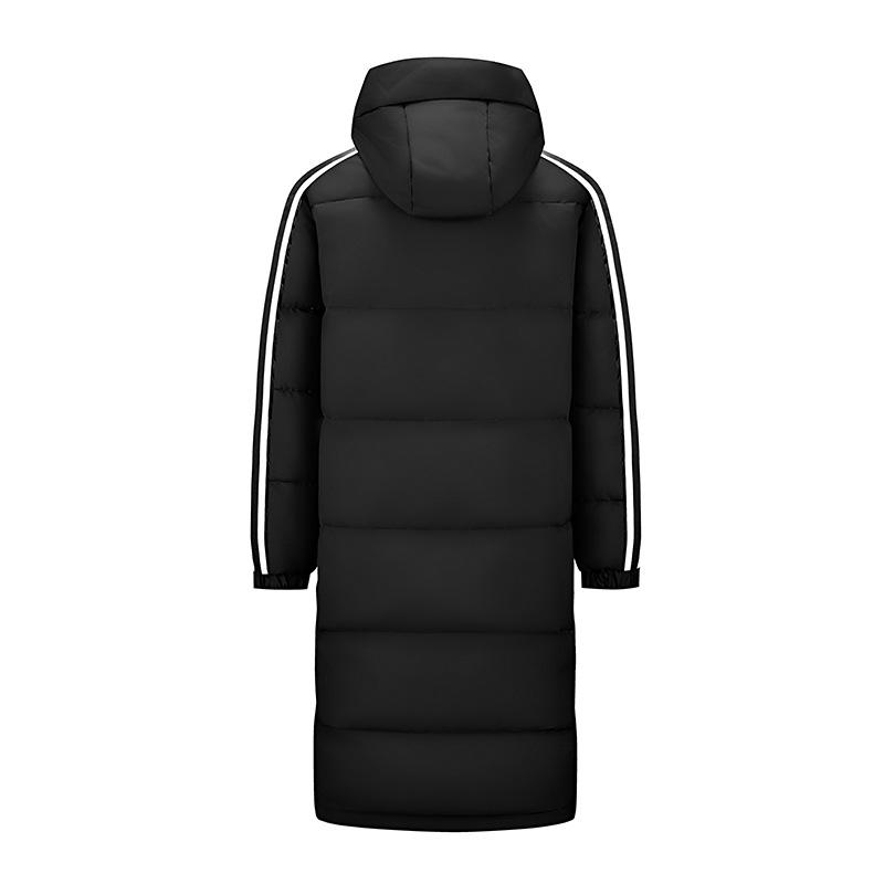 Unisex White Duck Down Jacket - Classic Three-Stripes, Hooded, Warm Outerwear for Students (Autumn/Winter).