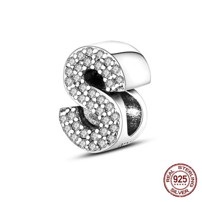 Original Beads 100% 925 Silver 26 Letters A-Z Charms Fit Original Bracelets & 3mm DIY Jewelry Making Women Gifts