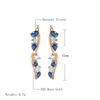 Luxury Blue Natural Zircon Drop Earrings For Women Trendy  Rose Gold Color Bride Earrings Vintage Wedding Jewelry