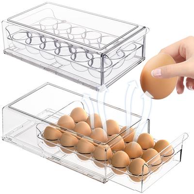 Refrigerator Egg Holder Egg Dispenser BPA Free Egg Tray Stackable Egg Storage Bin Holds 12/18 Eggs for Kitchen Storage
