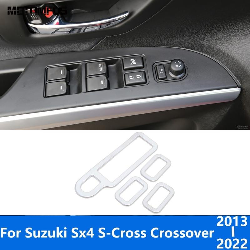 For Suzuki Sx4 S-Cross Crossover 2013-  Matte Window Lift Switch Cover Trim Interior Door Armrest Frame Car Accessories