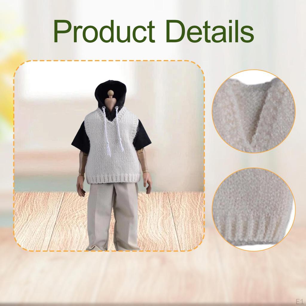 1/12 Action Figure Clothes Doll Knit Sleeveless Vest Mini Trendy Dress Up Miniature Clothing