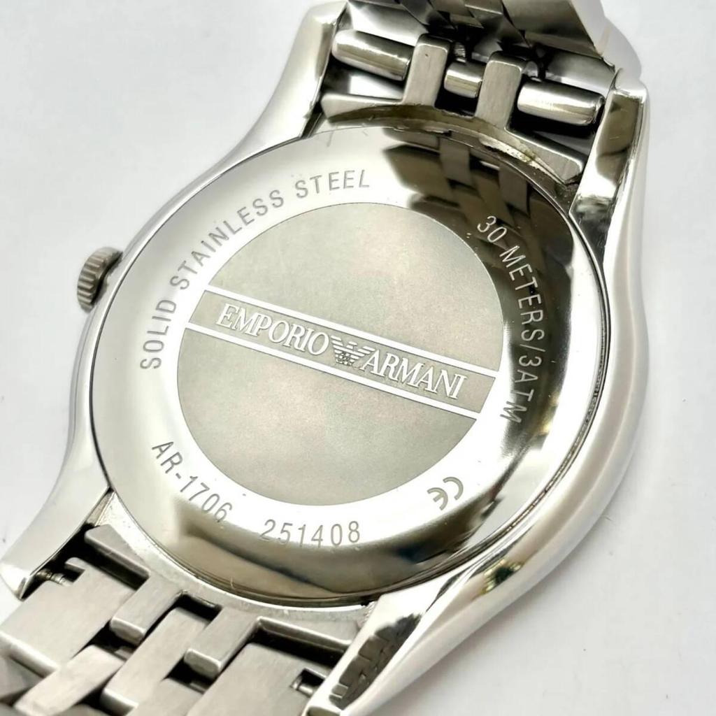Used [Box Included/New Battery] EMPORIO ARMANI Men's Watch Small Seconds Roman Silver AR-1706 251408
