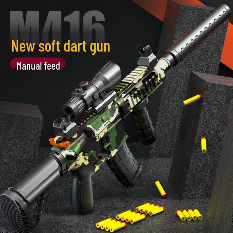 M416 Bolt-Action Soft Bullet Toy Gun - Single-Shot Simulation Rifle for Children's Play