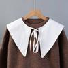Women White Fake Collar Female Blouse Shoulder Doll Collar Detachable Shirt Collar Tie Necklace Bow Blouse Top Decorative