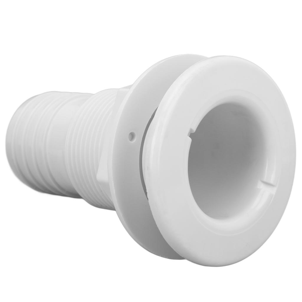 Marine Through Hull Fitting 2in White ABS Plastic Hose Coupler Drain Outlet Accessory