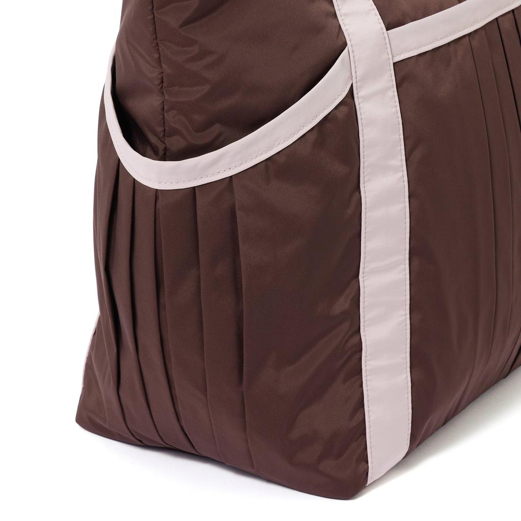 Francfranc Modern Palette Travel Bag, Brown and Pink, Carry-on Tote Bag, 3-Way Shoulder Bag with Drink Holder