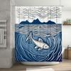 Blue Wave Fish Waterproof Shower Curtain Bathroom Decor Printed Fabric Custom Size 180x240cm Modern Minimalist Style Suitable Fo