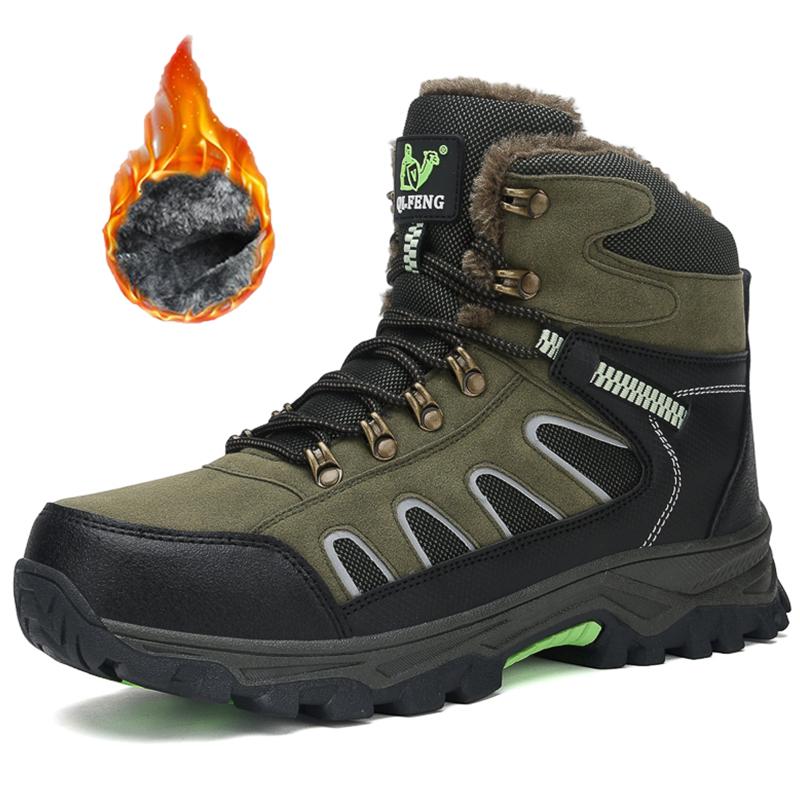 39-49 Winter Outdoor Waterproof Men's Snow Boots Mid-top Thick Bottom Plush Non-slip Wear-resistant Winter Large Size Snow Boots Winter Boots for Men