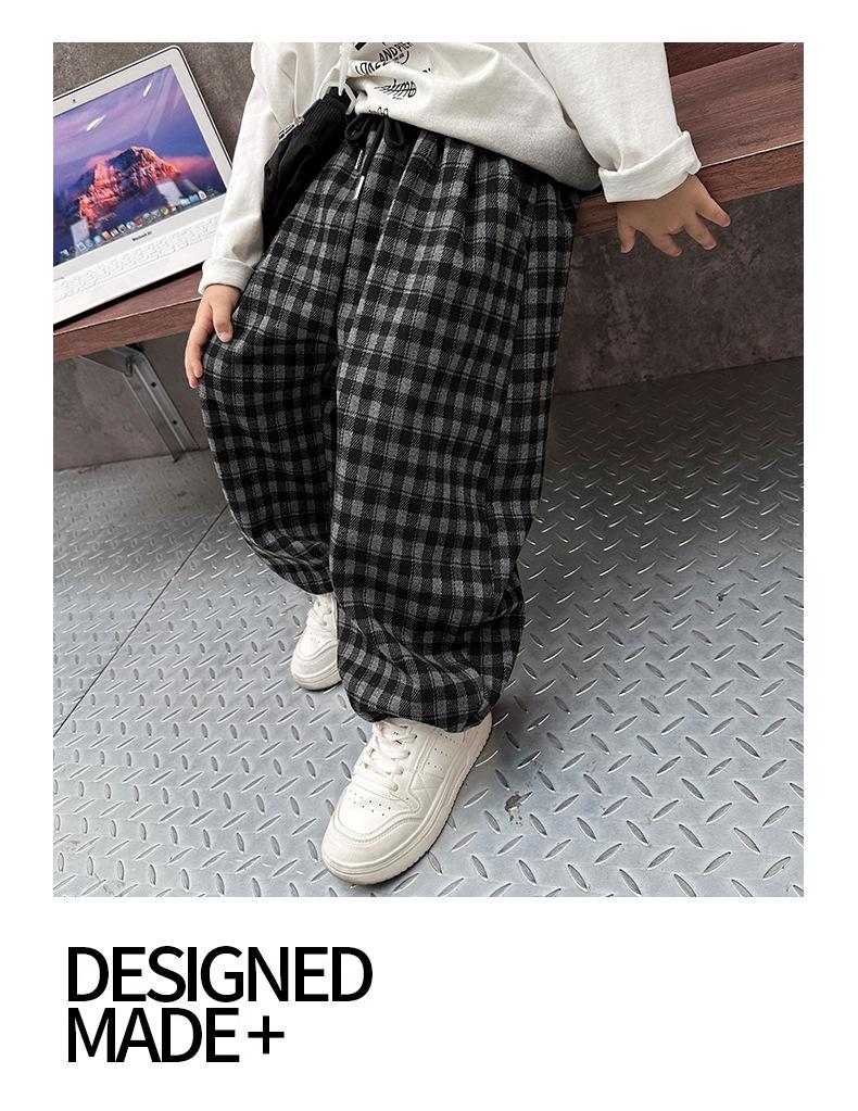 Boys' Korean-Style Loose Plaid Pants - Versatile, Fashionable Spring/Autumn Long Pants for Small To Medium Children (2025)