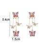 Luxury Purple Butterfly Long Tassel Earrings Ladies Brincos Trendy Crystal Dangle Drop Earrings Girls Party Jewelry Accessories Gift