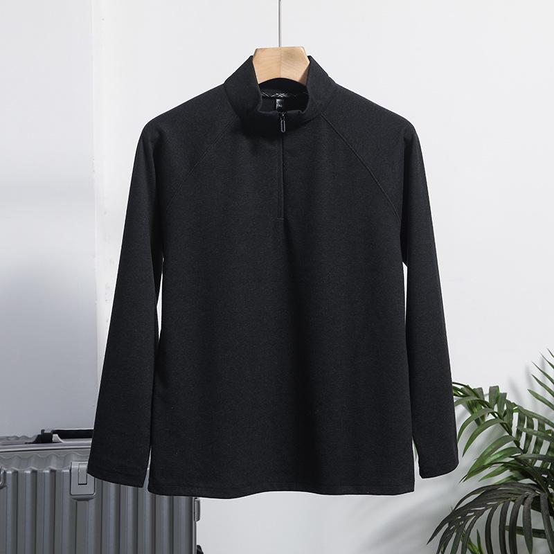 

Men s Trendy Stand Collar Half-Zip Sweatshirt - Light Luxury Acetate Wool Blend, Solid Color, Versatile for Autumn 2XL 160-180 jin чорний