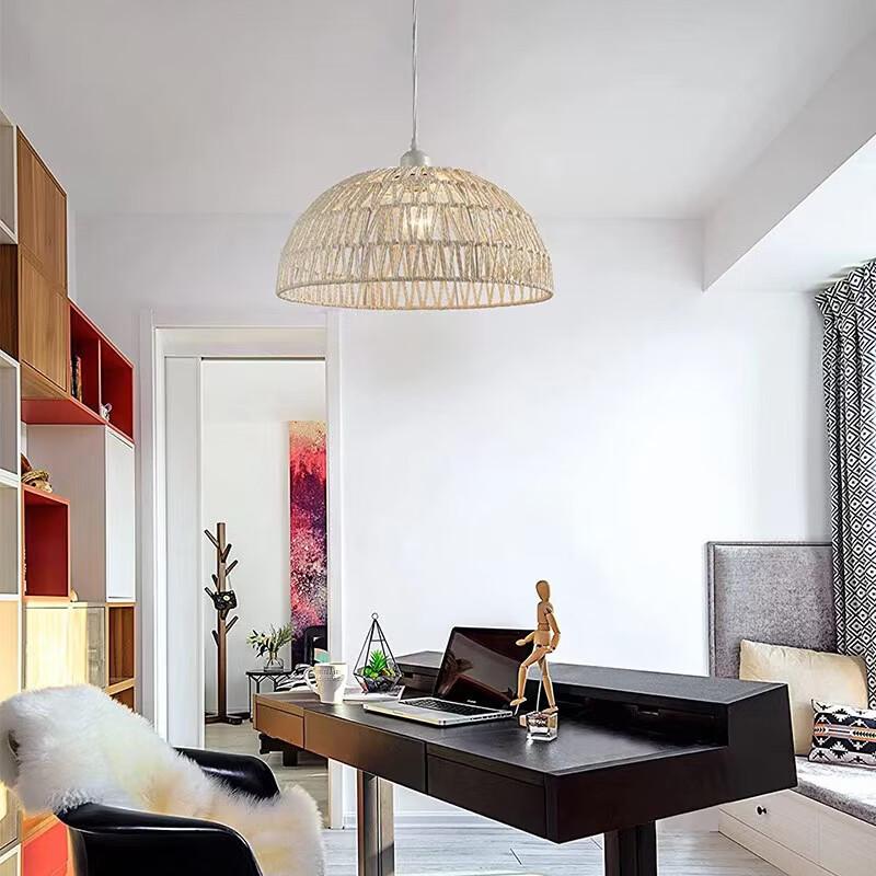 Japoński styl Konopna i Rattanowa Pleciona Lampa Wisząca