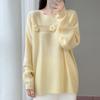 2026 Autumn/Winter Pure Wool One-Shoulder Knit Sweater with 3D Embroidery